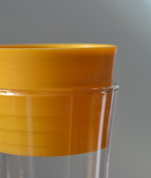Vintage jug carafe beaker with yellow lid