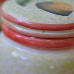 Vintage four Italian strawberry ceramic canisters