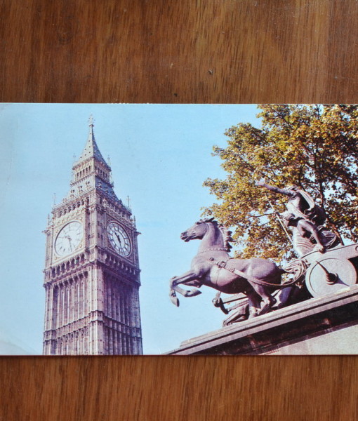 Vintage Postcard 1965  Boadicea Statue and Big Ben London