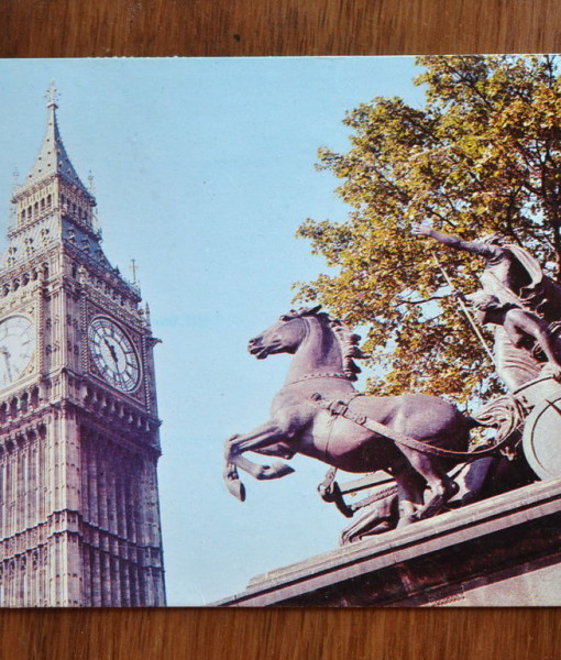 Vintage Postcard 1965 Boadicea Statue and Big Ben London
