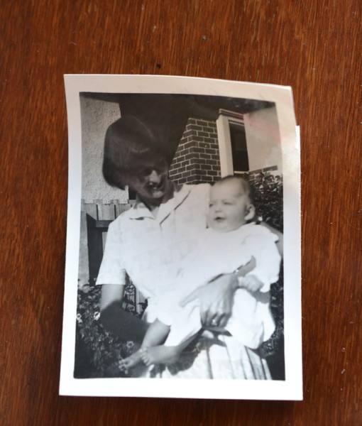Vintage Black & White photo mother and baby