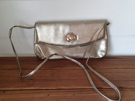 Retro leather handbag gold and silver Australia 
