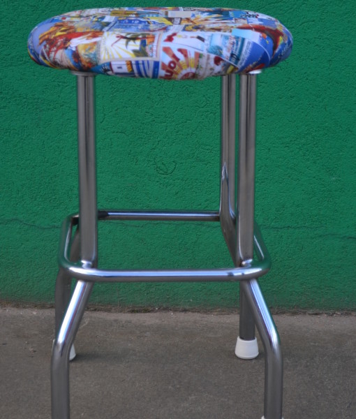 Vintage small stool re purposed Bathing girls French Riviera Art Deco style