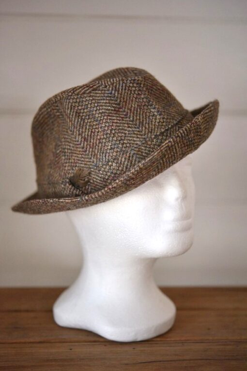 Vintage brown Tweed men's hat size 57 wool