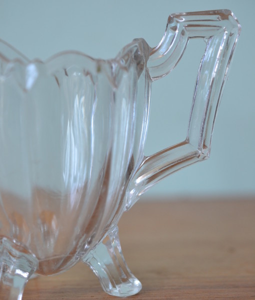 Vintage jug Art Deco cut glass glassware creamer / milk