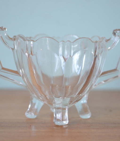 Vintage bowl Art Deco cut glass  glassware dish condiment