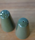 Mid century green ceramic salt & pepper shakers