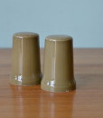 Mid century green ceramic salt & pepper shakers Armitage