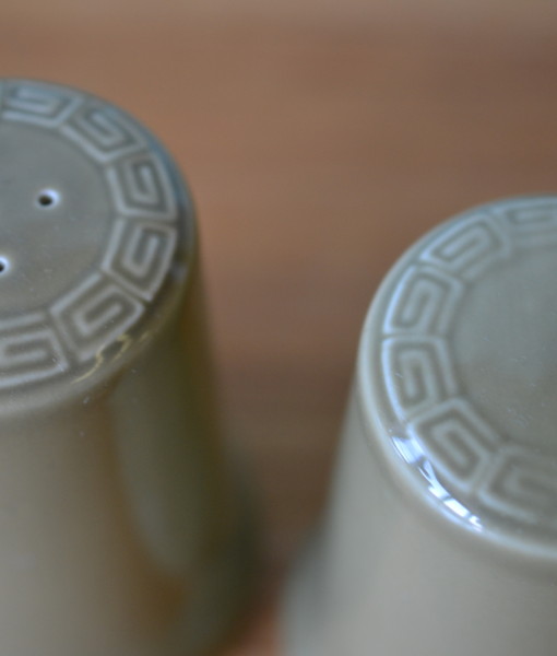 Mid century green ceramic salt & pepper shakers Armitage