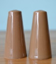 Mid century brown / tan ceramic salt & pepper shakers