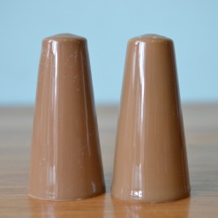 Mid century brown / tan ceramic salt & pepper shakers