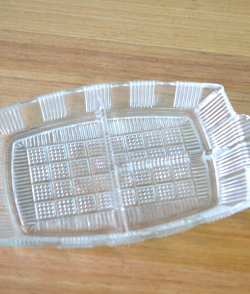 Vintage cut glass dish serving nibbles tray tableware