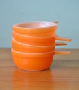Vintage Pyrex Crown ramekins orange x 4 bowls dish