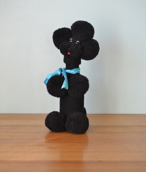 Vintage original Pye-eyed black Poodle Bottle Cover Crochet
