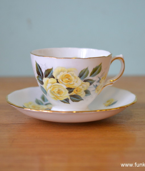 Vintage Royal Vale teacup & saucer duo yellow flowers