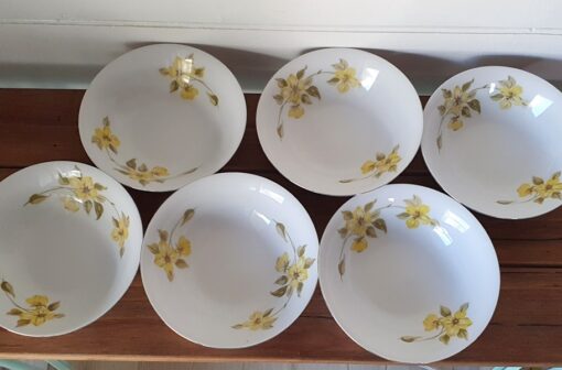 Vintage  Cereal bowls yellow flowers fine china x 6 EPLWT