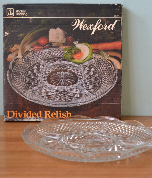 Vintage glass plate serving tray  Wexford Divided Relish BT1