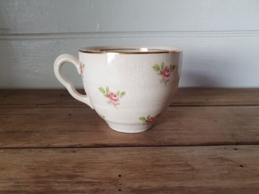 Vintage pink flowers tea cup  Art Deco country style DPLW