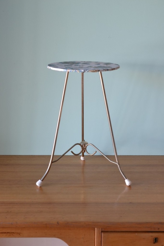 Vintage small side table mid century metal