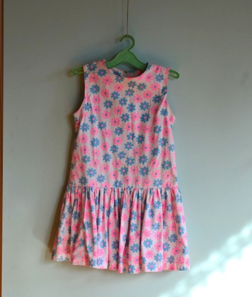 Vintage Girls summer pink flower dress