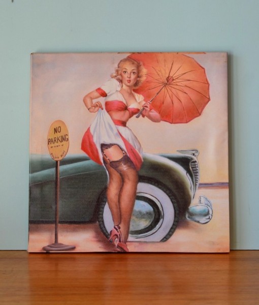 Vintage Pin up girl with No Parking print Canvas  3195