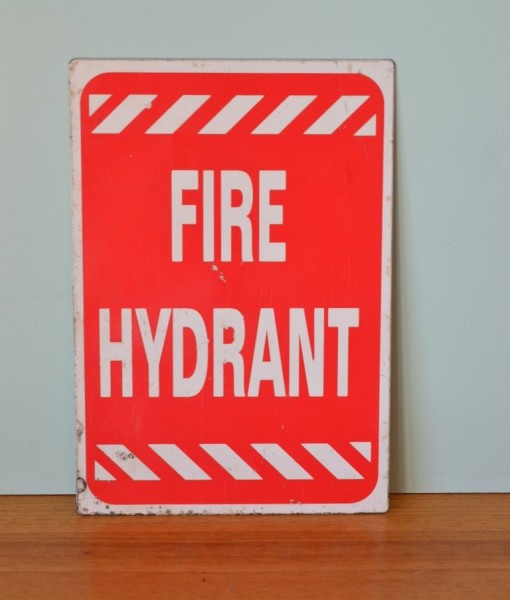 Vintage Metal Fire Hydrant Sign Blue scope 3195