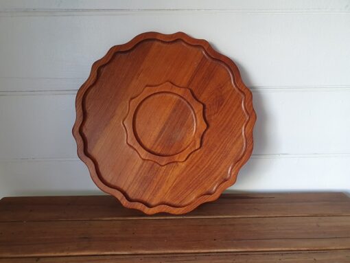 Vintage  wooden Lazy Susan plate bowl mid century  WTBL