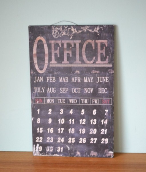 Vintage style metal blackboard calendar Office 3195