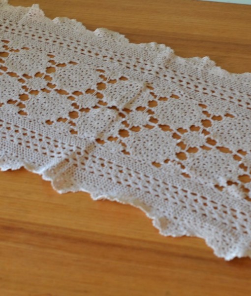 Vintage crotchet / lace  rectangle table runner  3195 No 536