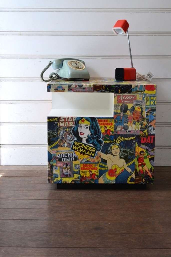 Vintage Super hero coffee table side table cube No 777