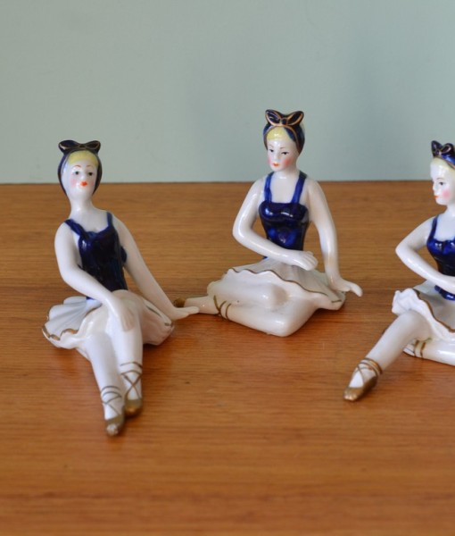 Vintage Ballet dancer x 3  figure Russian ceramic