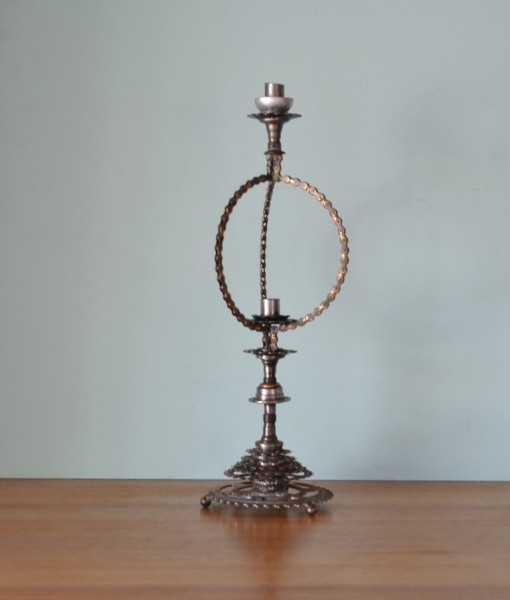 Vintage Candelabra metal candlestick holder  bike parts handmade