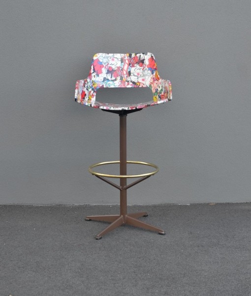 Vintage kitchen swivel bar stool  Decoupage Graffiti art Kendall stool