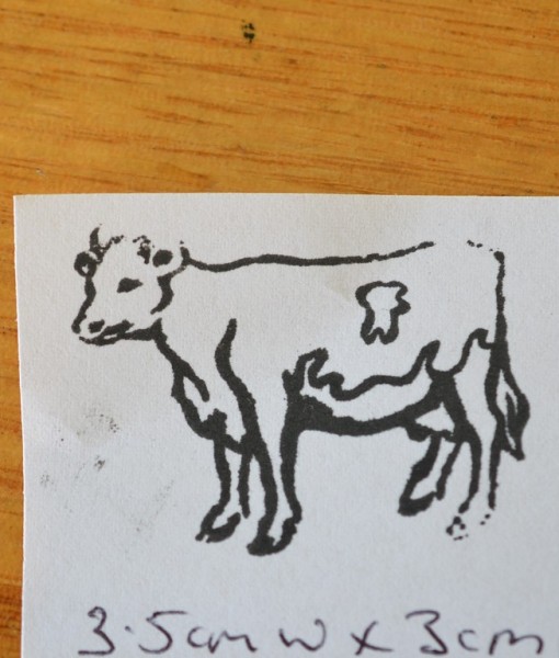 Vintage Wooden rubber  cow stamp 17