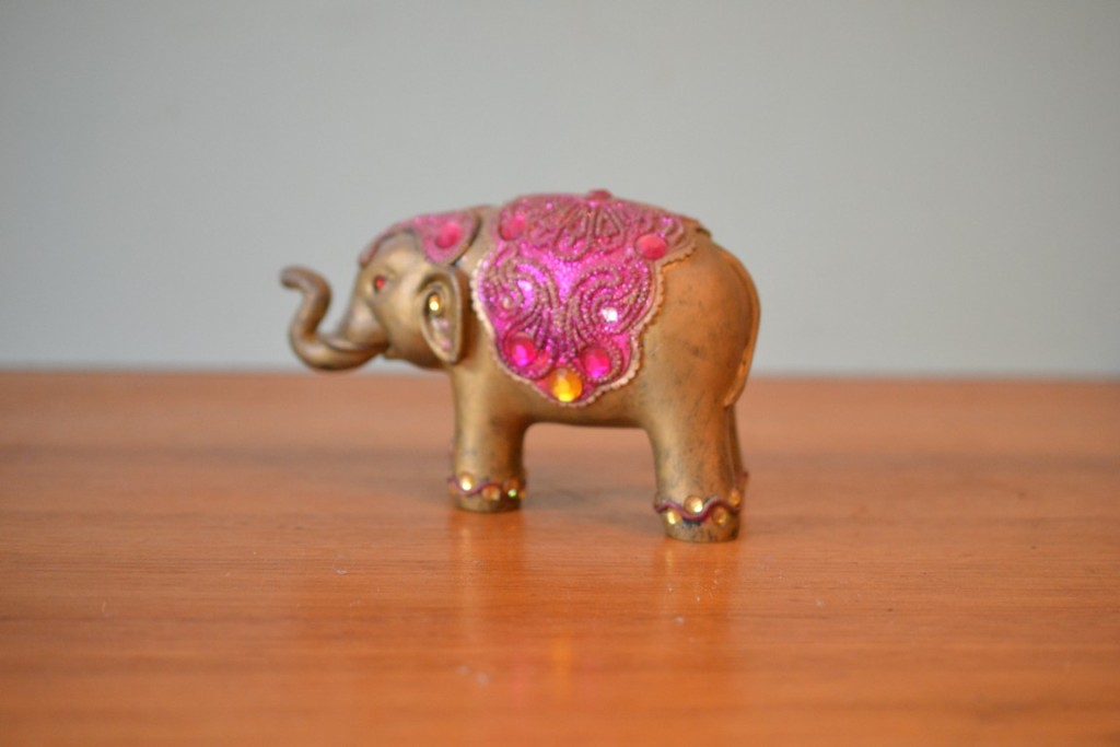 Vintage gold ceramic Diamante elephant figure