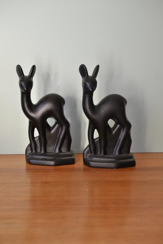 Mid century Syco Sweden black ceramic deers