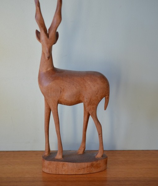Mid century Teak  wooden Deer figurine