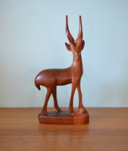 Mid century Teak  wooden Deer figurine