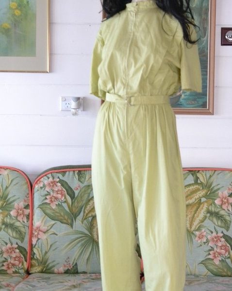 Vintage retro lime green jumpsuit Indian playsuit funky