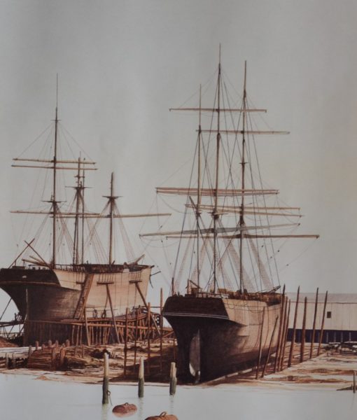 Vintage poster Port Adelaide South Australia 1880s ships Maritime