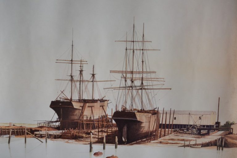 Vintage poster Port Adelaide South Australia 1880s ships Maritime