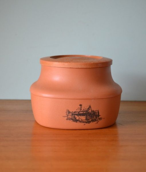 Vintage brown plastic canister country house PT2