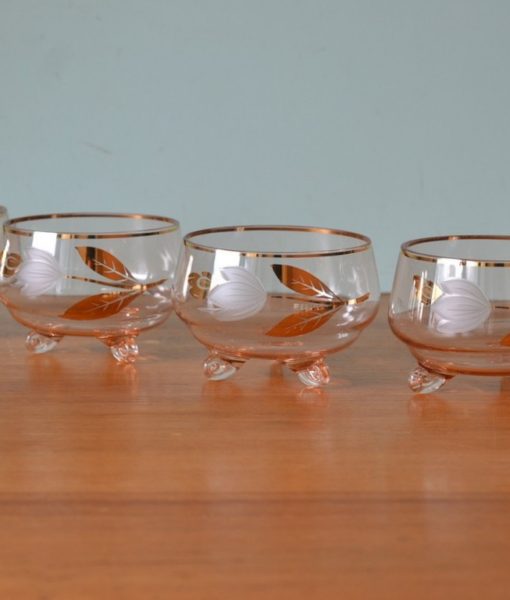 Vintage pink dessert bowls Parfait flowers x4