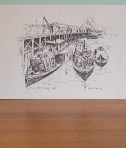 Vintage print  Echuca Wharf activity David p McCabe 1880