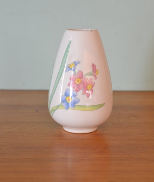 Vintage ceramic Vase blue pink flowers