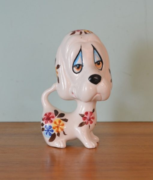 Vintage ceramic  Dog pepper shaker Japan flowers