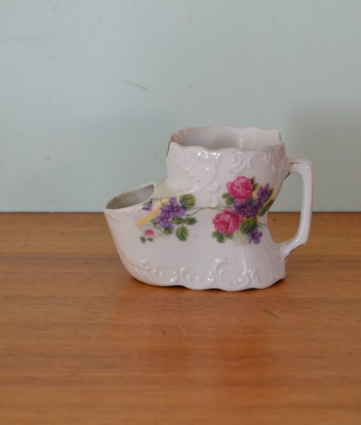 Antique shaving cup ceramic Czechoslovakia flowers