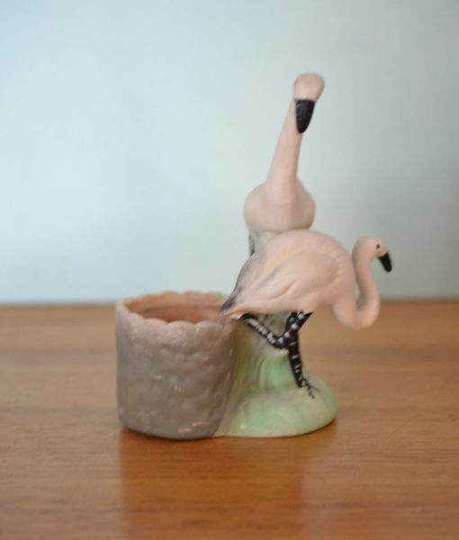 Vintage  kitsch flamingo ceramic planter Japan pot plant