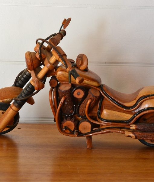 hand crafted wooden motor bike