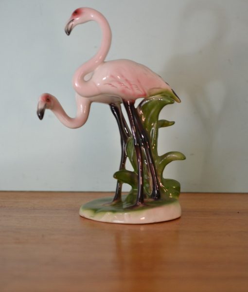 Vintage  pink Ceramic  flamingo's glazed Japan figurines